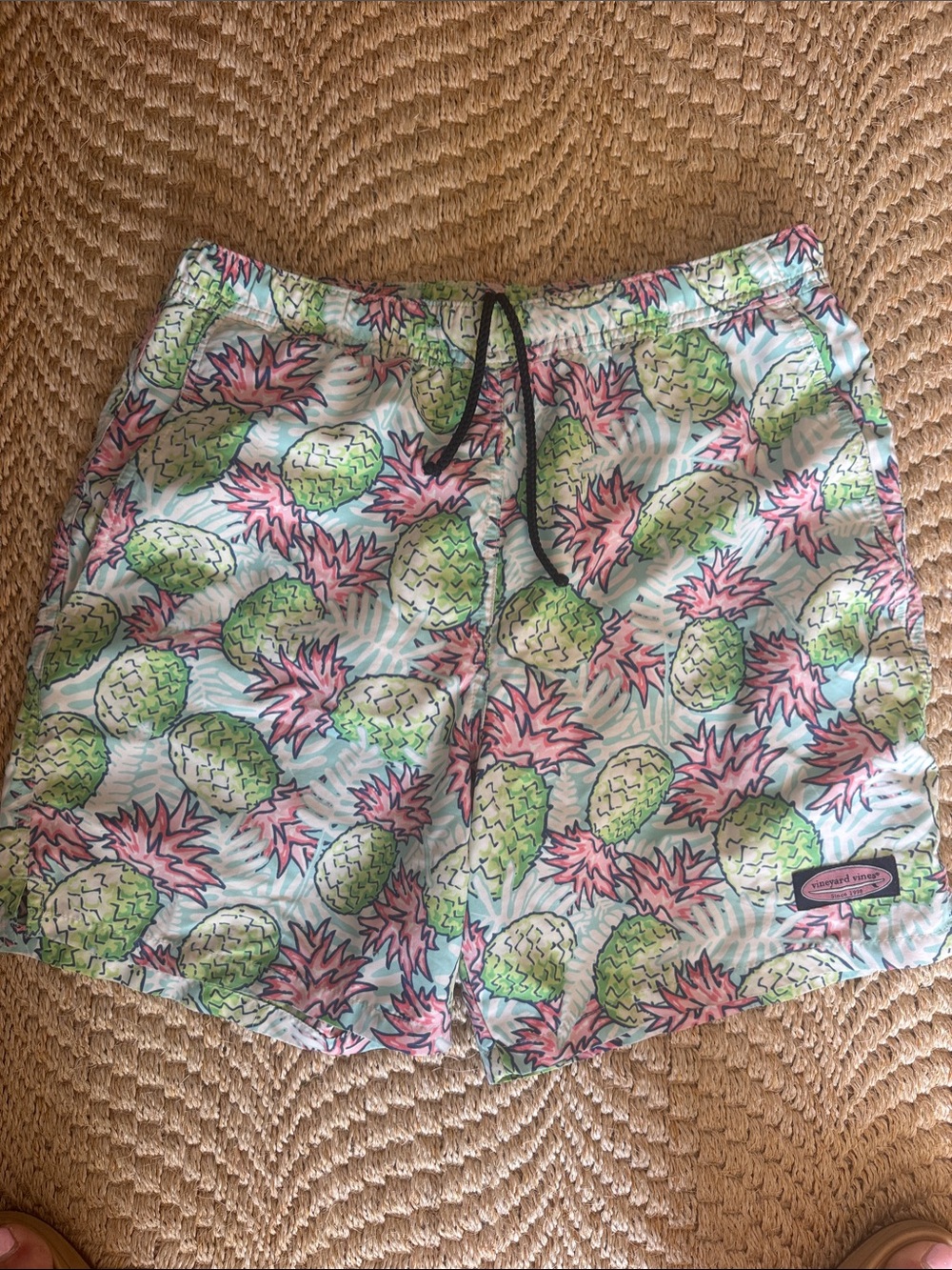 Vineyard Vines Pineapple Print Swim Trunks - Mint Green & Pink